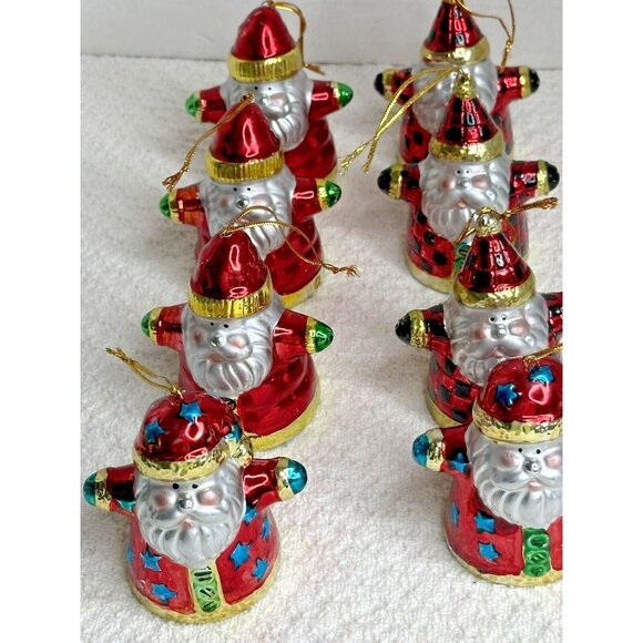 Christmas Tree Santa Claus Ornaments with Hangers 8 ea Small 3" Holiday Jolly - Picture 2 of 12